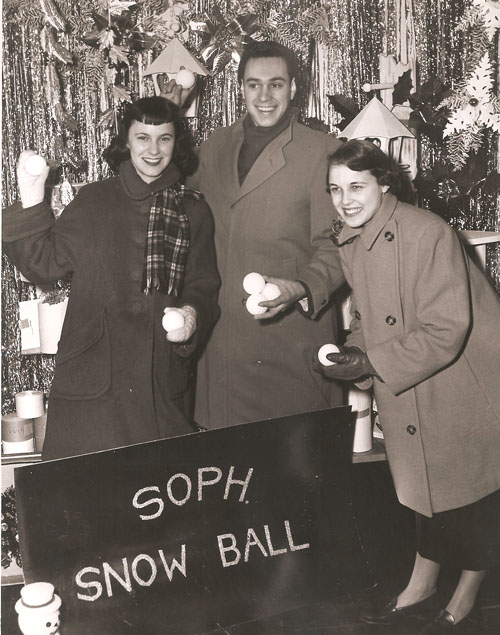 1951 Soph Snowball: L-R Rita Romanski, Ray LeBlanc & Madeline Knorr